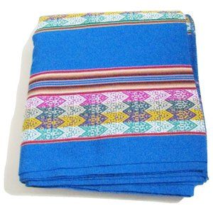 NWT Light Blue Tapestry Throw Blanket Manta from Peru